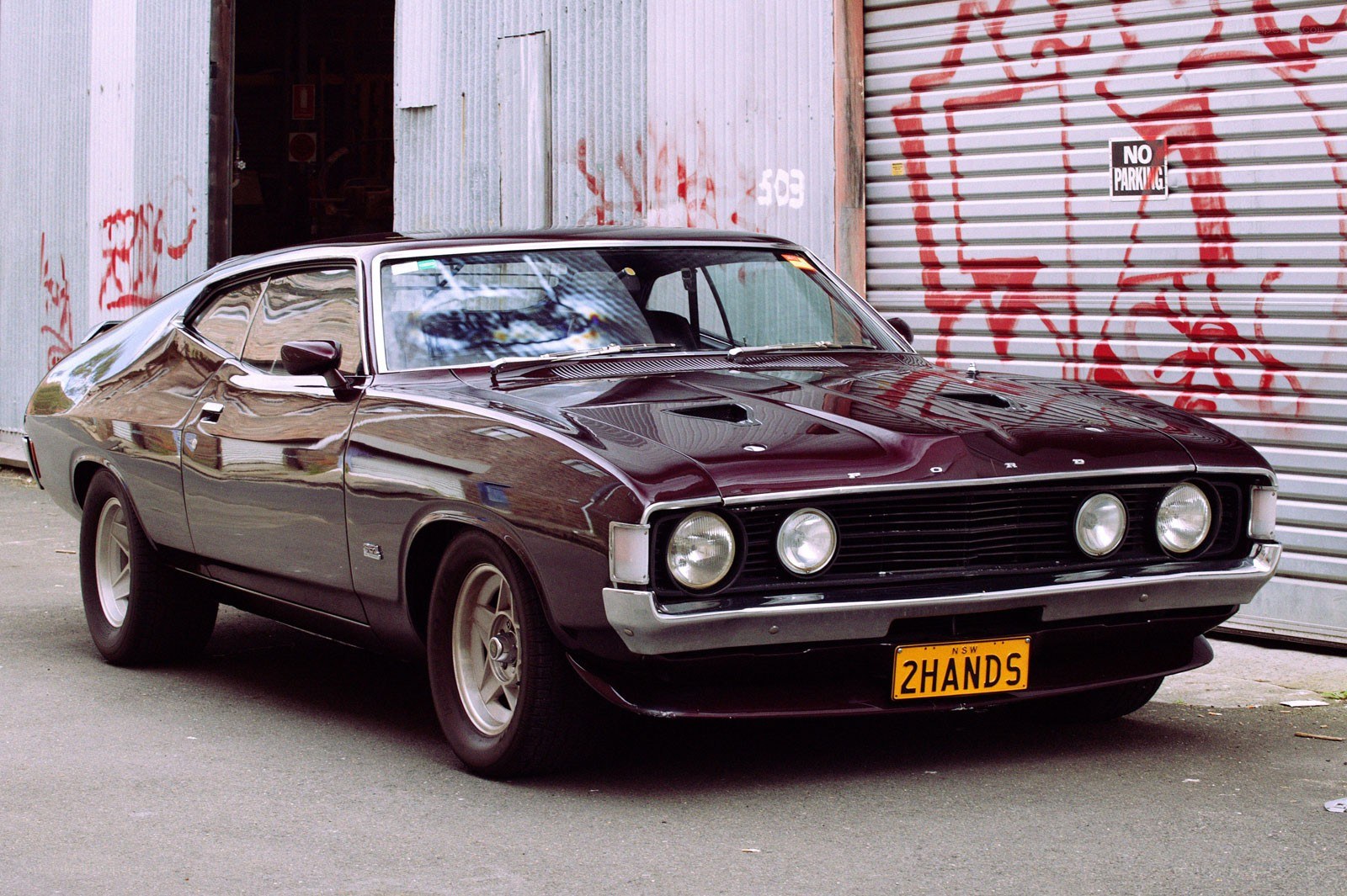 Maroon classic muscle car