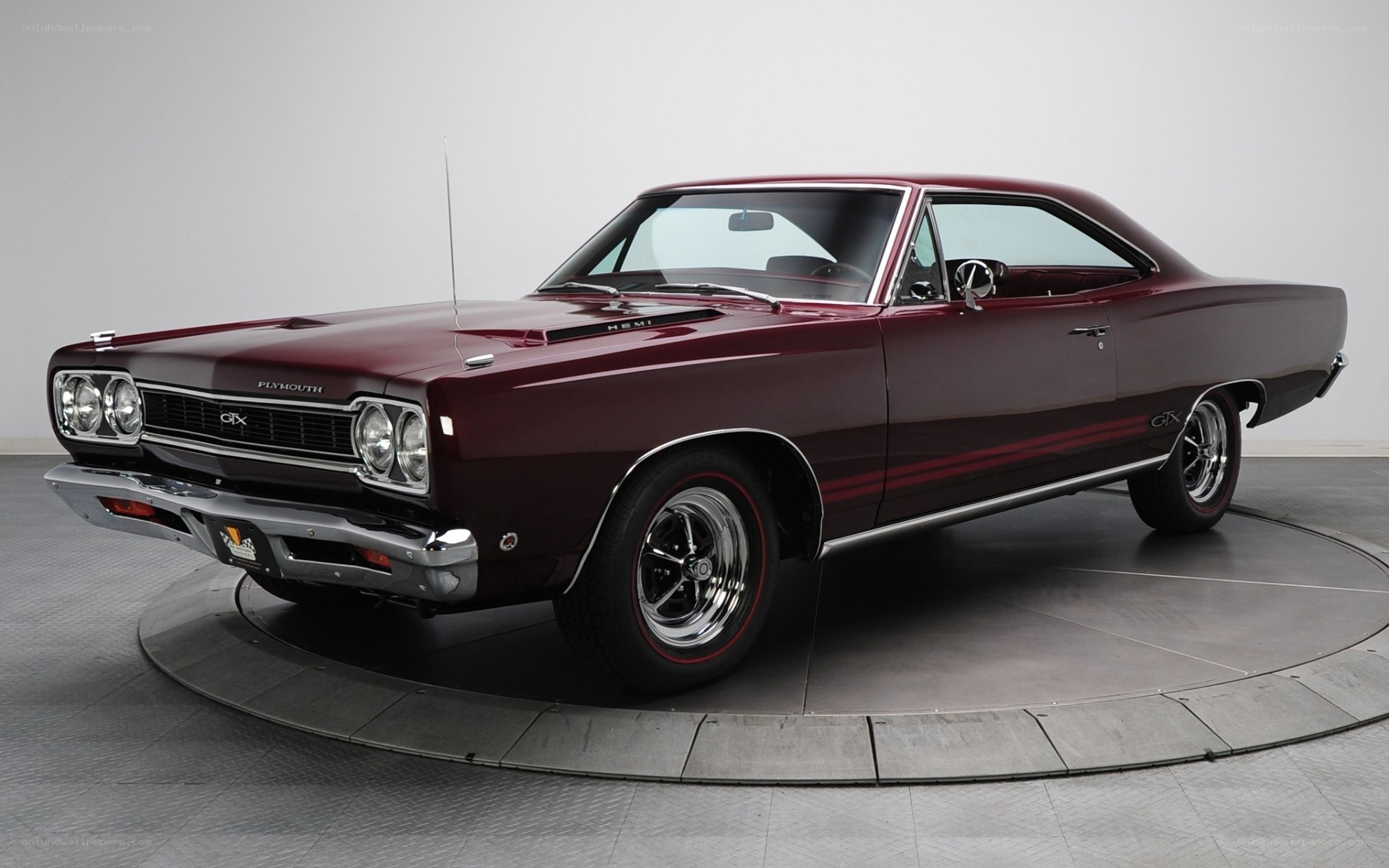 Maroon classic muscle car