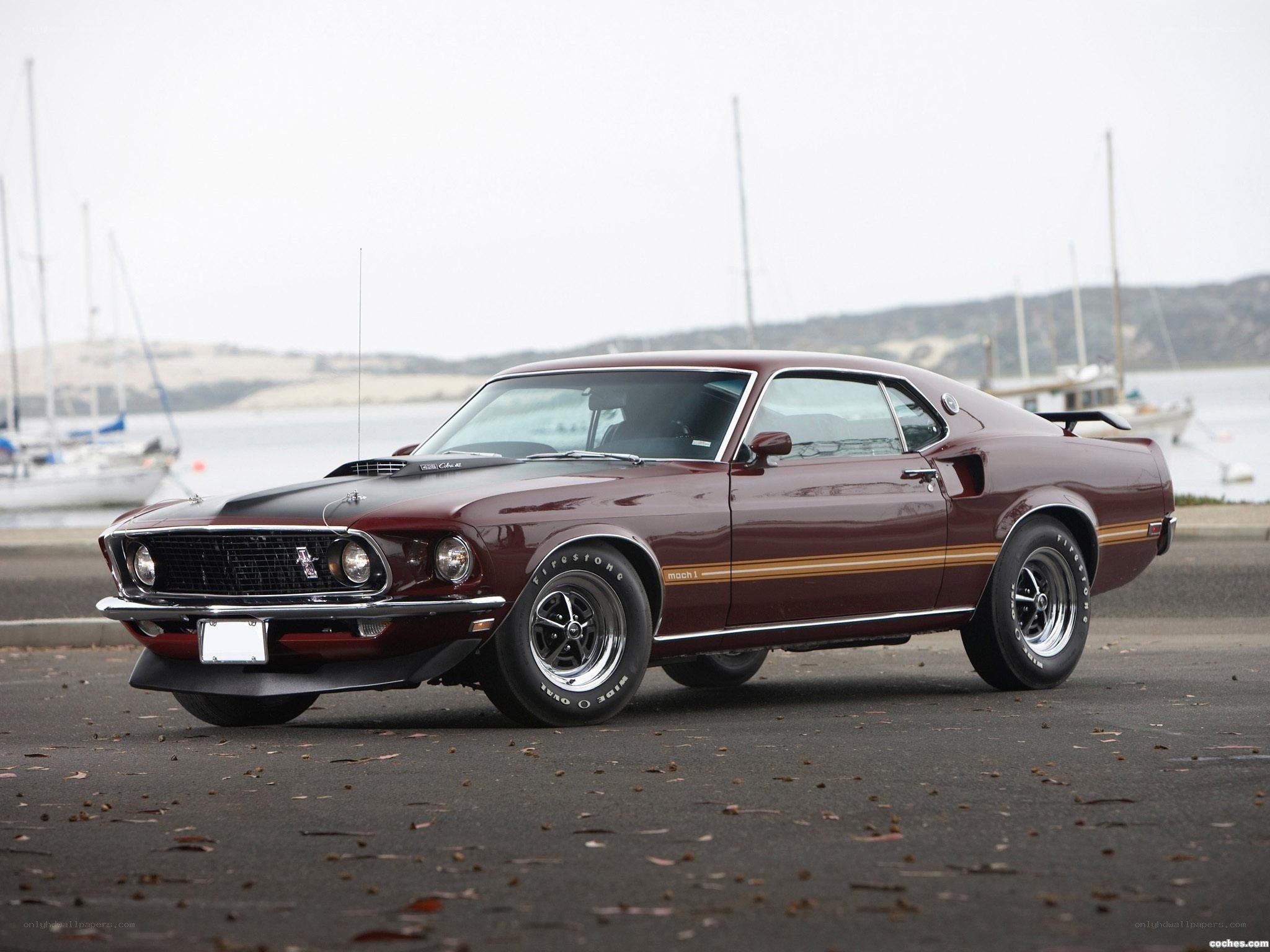 Maroon classic muscle car