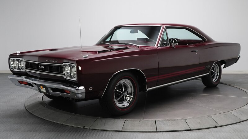 Maroon classic muscle car