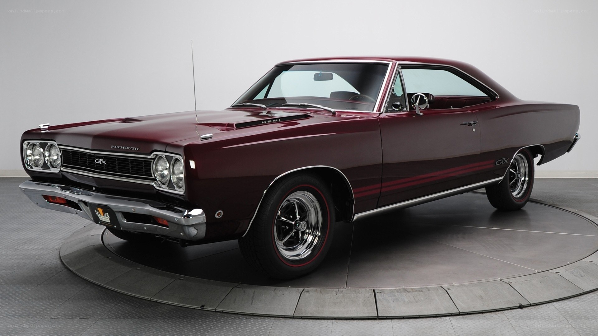 Maroon classic muscle car