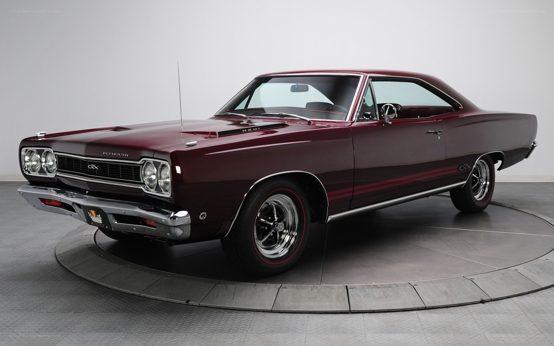 Maroon classic muscle car