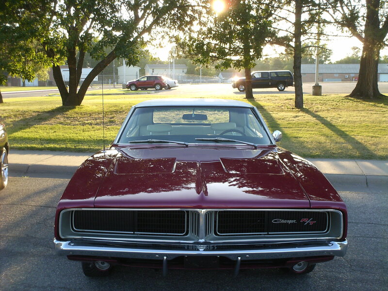 Maroon classic muscle car