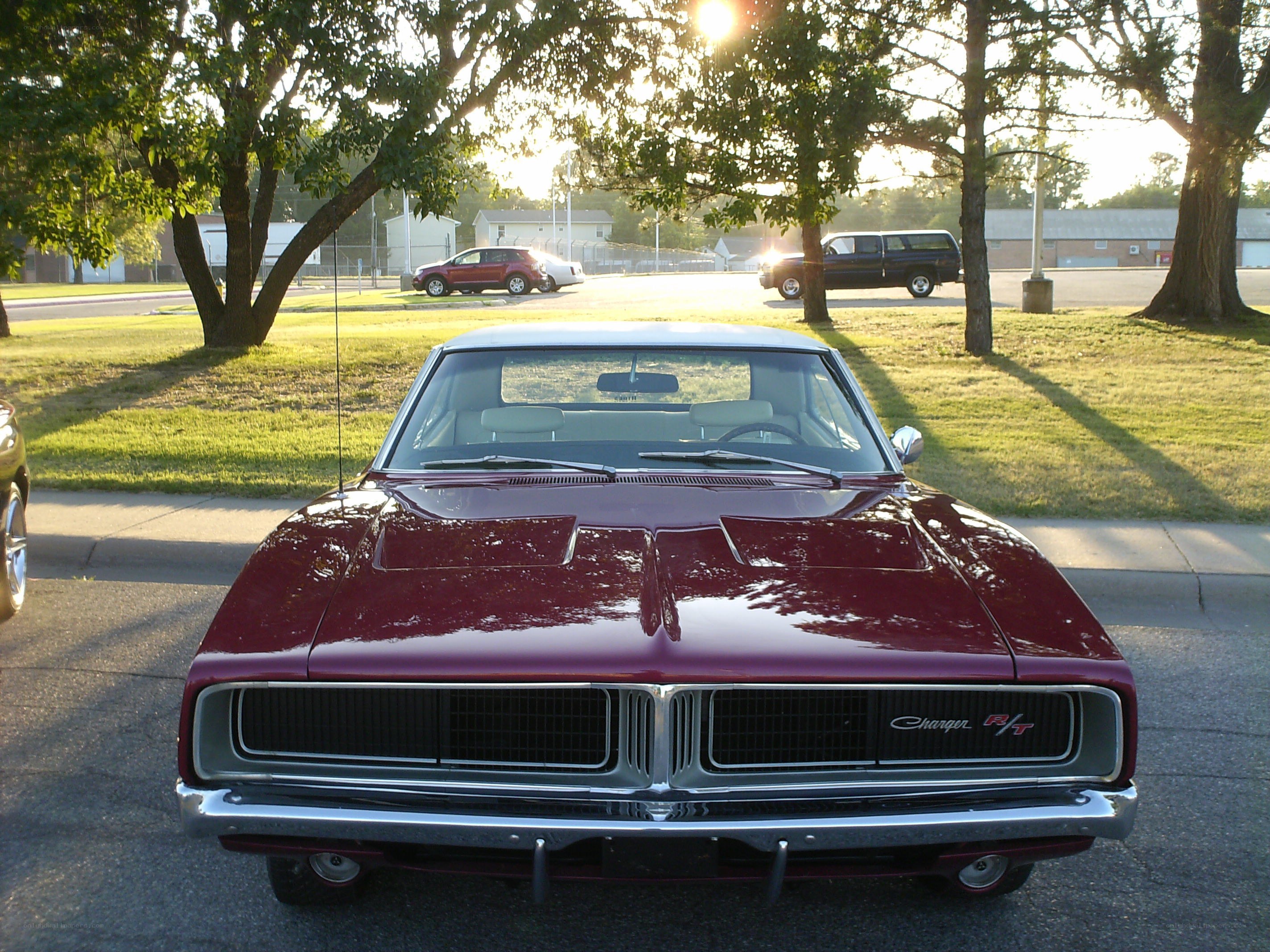 Maroon classic muscle car