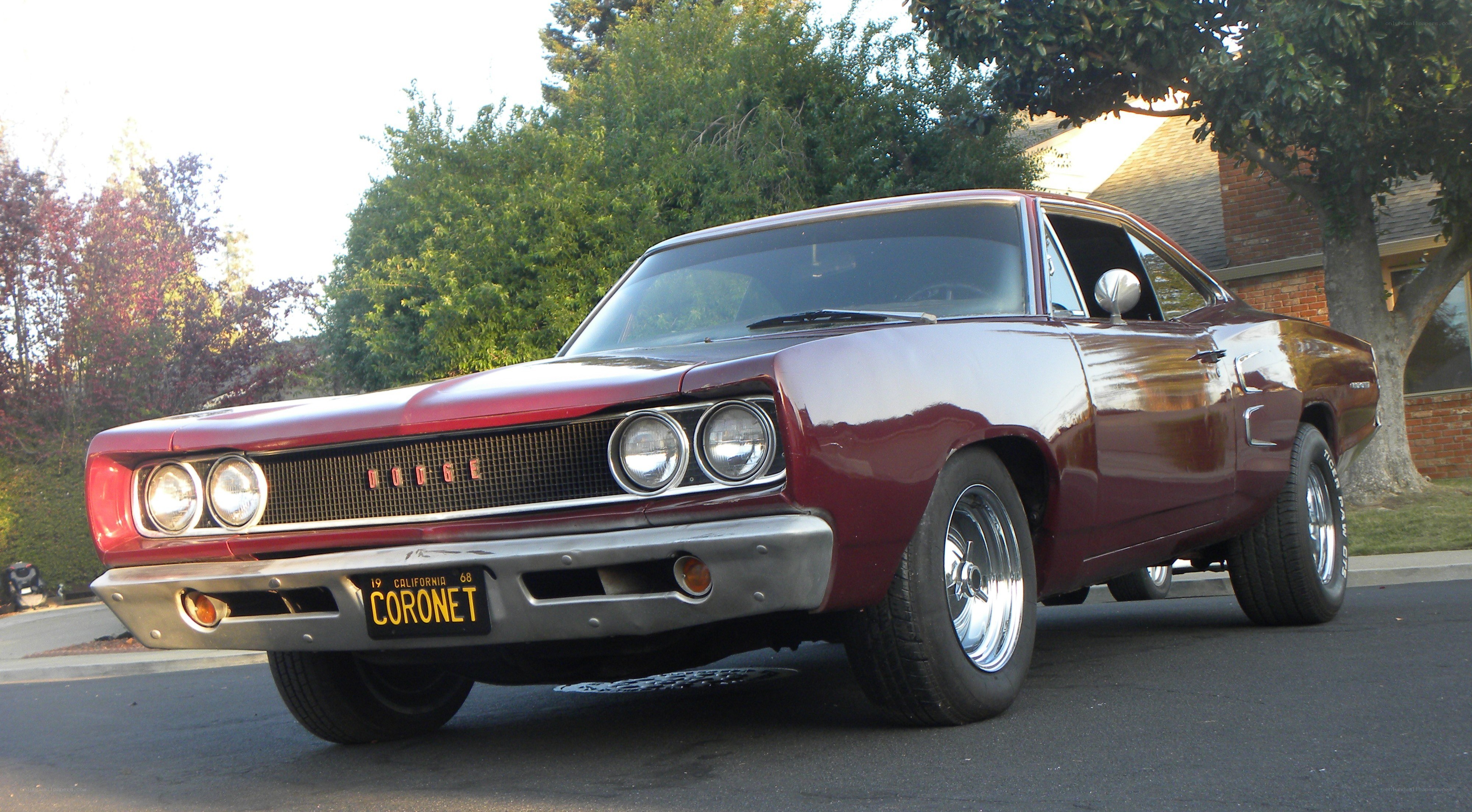 Maroon classic muscle car