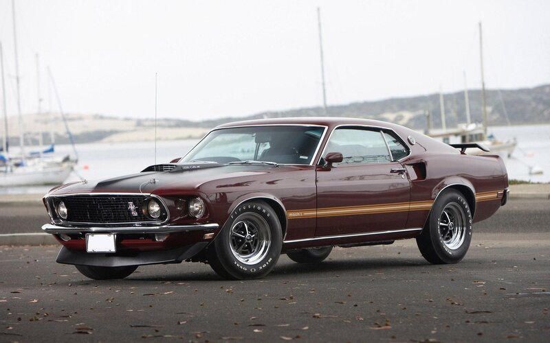 Maroon classic muscle car