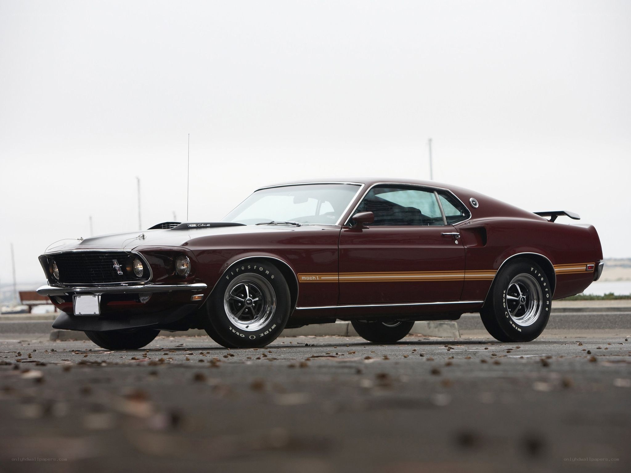 Maroon classic muscle car