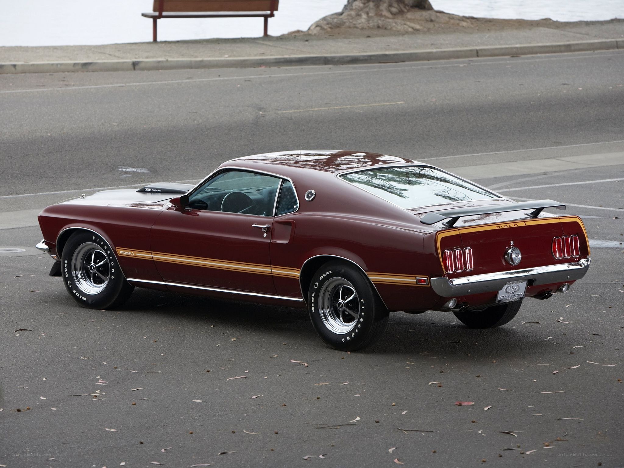 Maroon classic muscle car