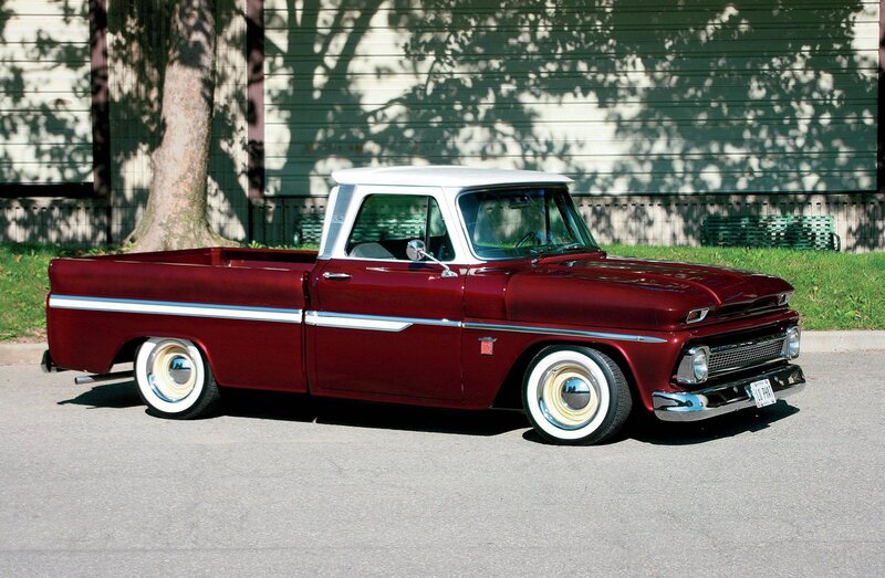 Maroon Classic Pickup Truck — Calm, Afternoon, Photograph