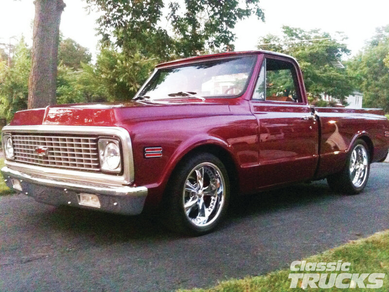 Maroon Classic Pickup Truck — Calm, Afternoon