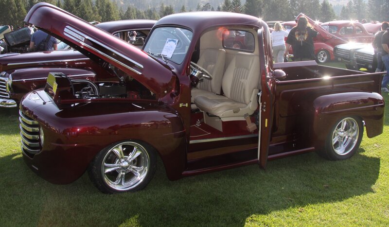 Maroon Classic Pickup Truck — Outdoor, Afternoon
