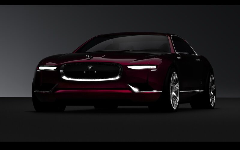 Maroon Concept Car — Dramatic, 3d Render, Headlights, Grille