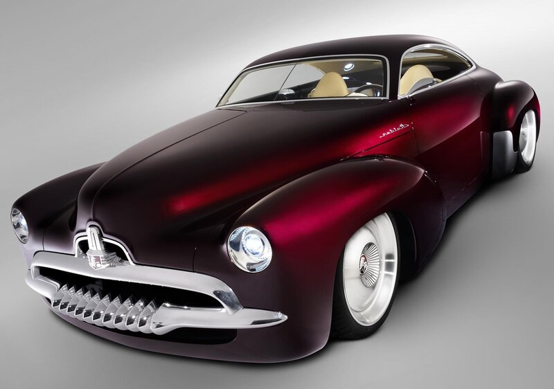 Maroon Concept Car — Dramatic, Photograph, Chrome Grille