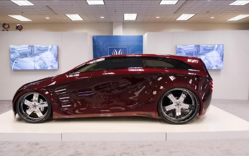 Maroon Concept Car — Neutral, Photograph, Car on Display