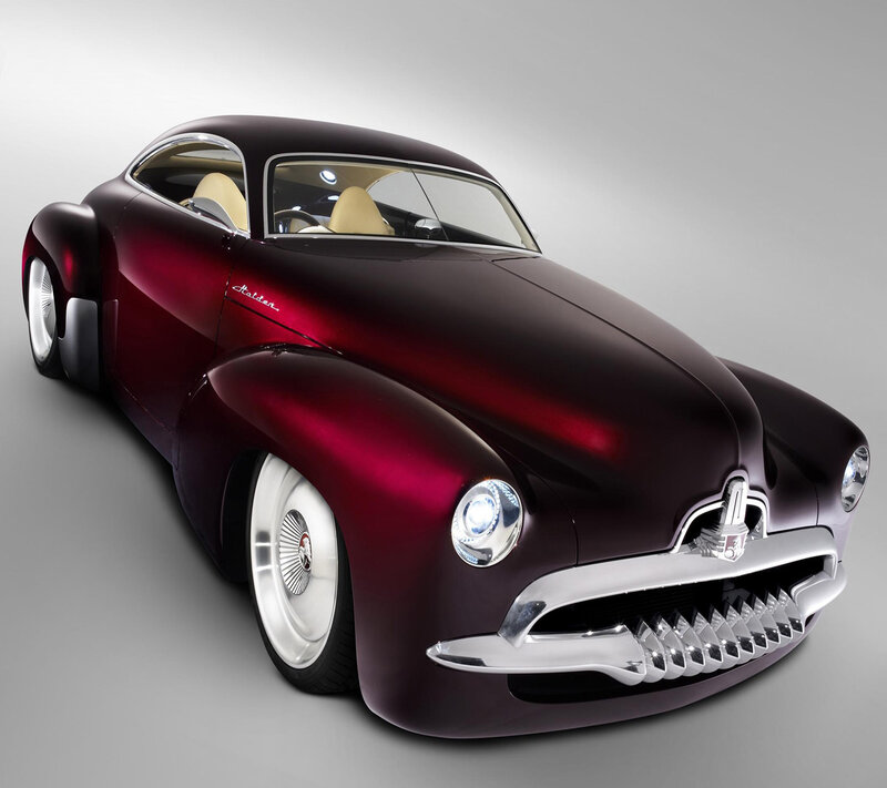 Maroon Concept Car — Sleek, 3d Render, Beige Interior, Chrome Grille