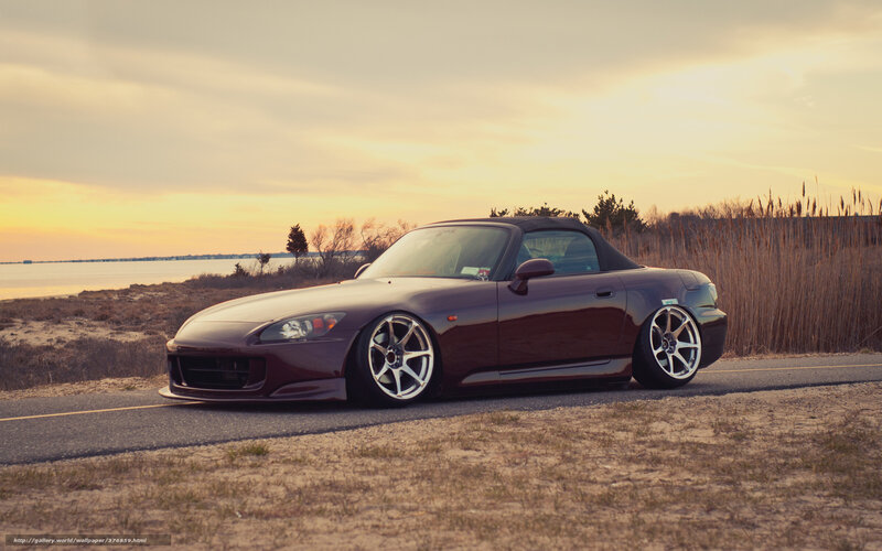 Maroon Convertible Car — Brown, Serene, Sunset, Photograph