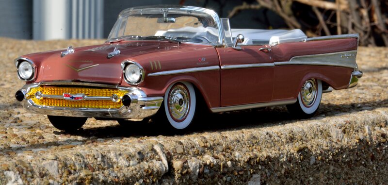 Maroon Convertible Car — Calm, Afternoon, Photograph, Gravel Surface