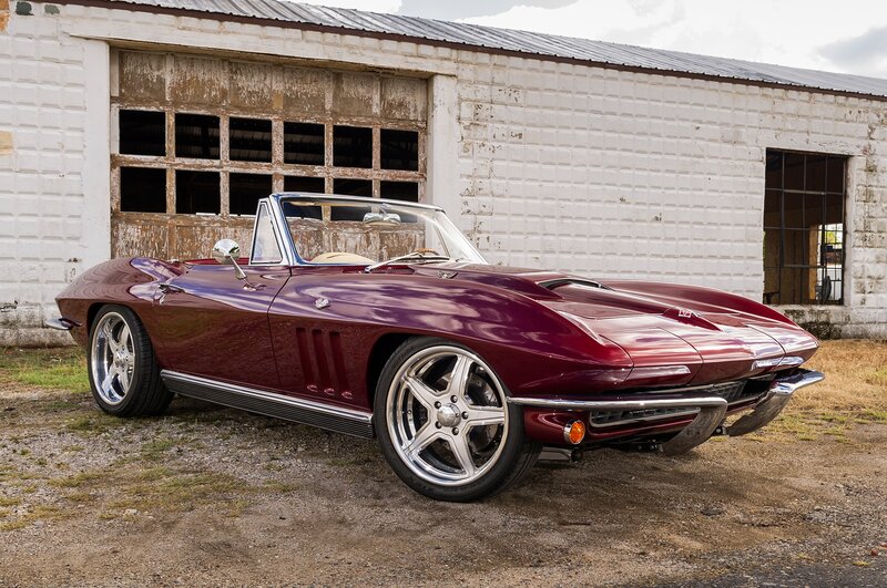 Maroon Convertible Car — Dramatic, Afternoon