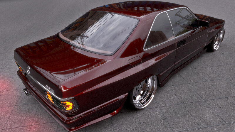 Maroon Coupe Car — Calm, 3d Render