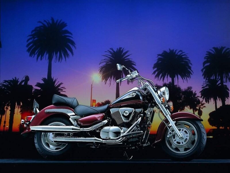 Maroon Cruiser Motorcycle — Blue
