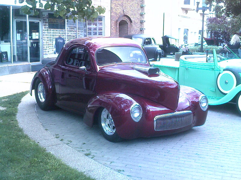 Maroon Custom Car — Calm, Afternoon