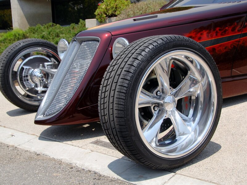 Maroon Custom Car — Dramatic, Afternoon