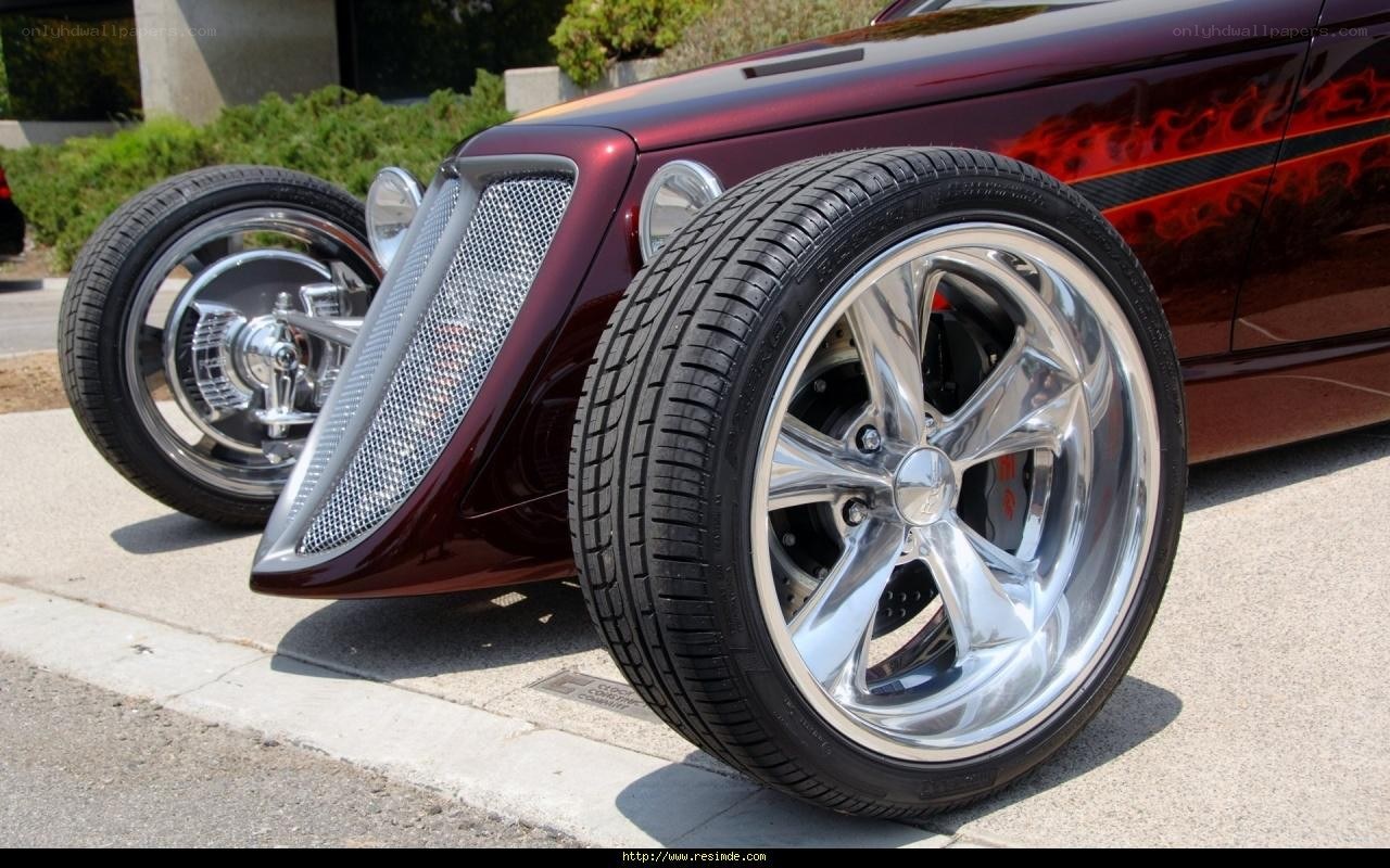 maroon custom hot rod car