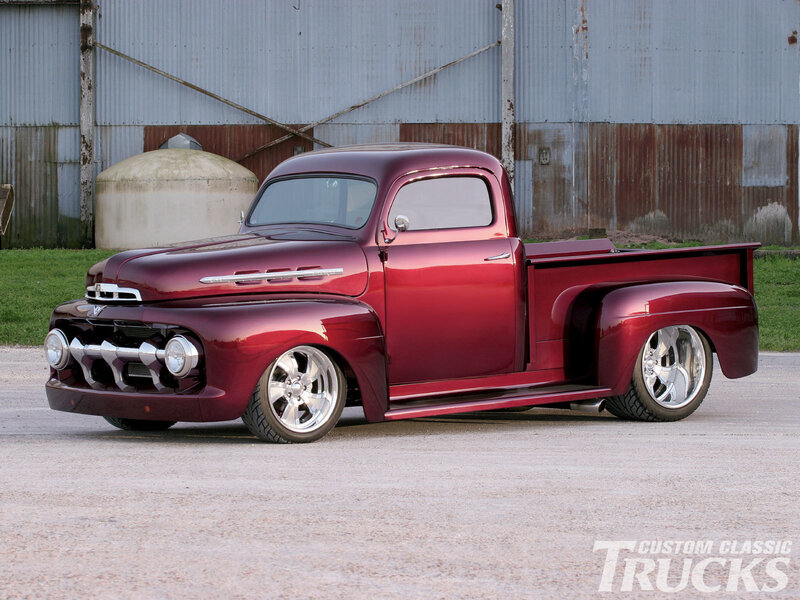 Maroon Custom Pickup Truck
