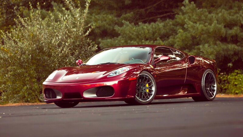 Maroon Ferrari Sports Car — Calm, Afternoon