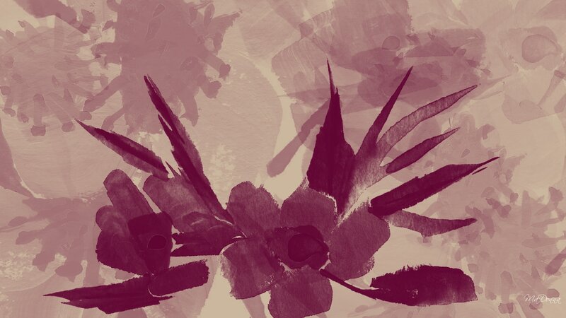 maroon floral watercolor art