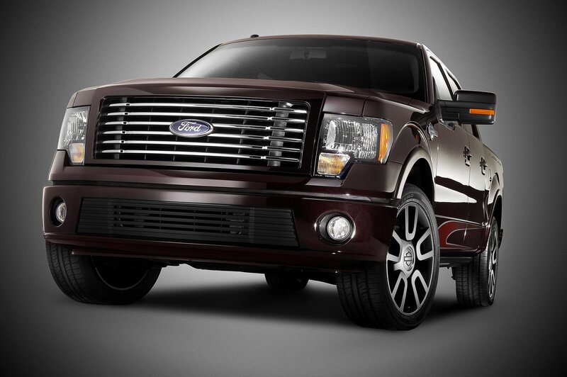 Maroon Ford F-150 pickup truck