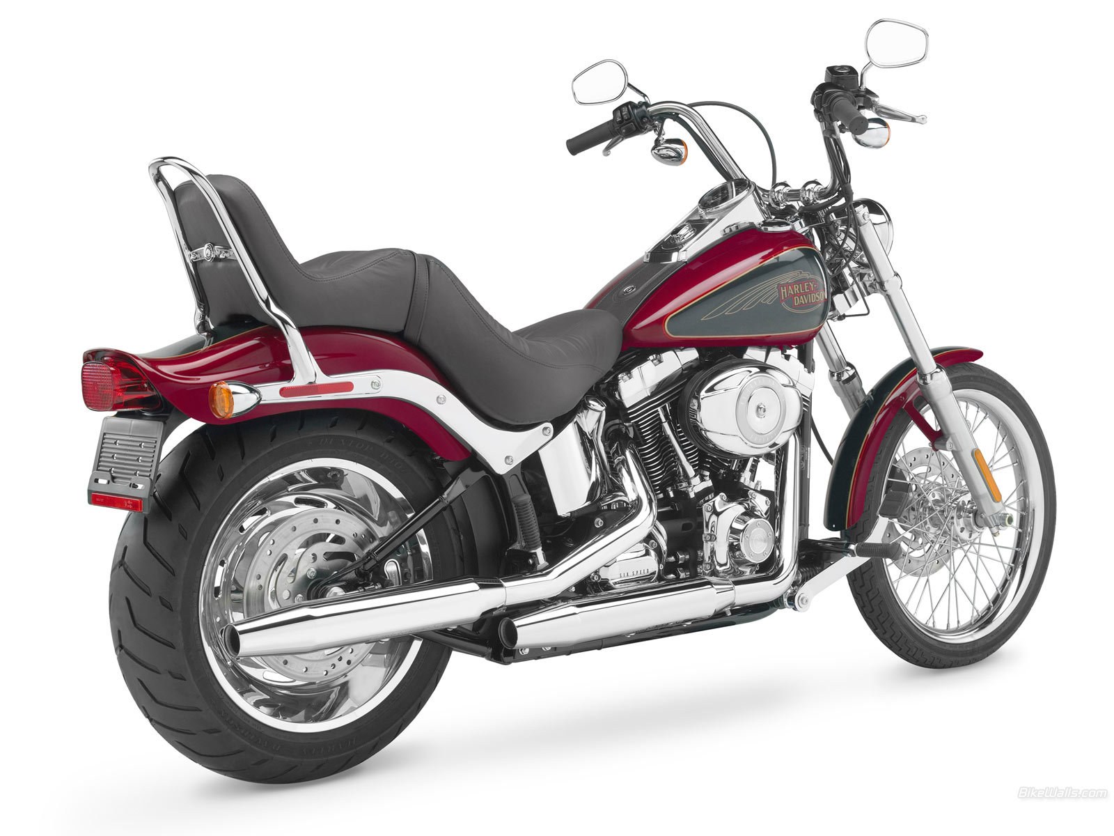 Maroon Harley-Davidson motorcycle