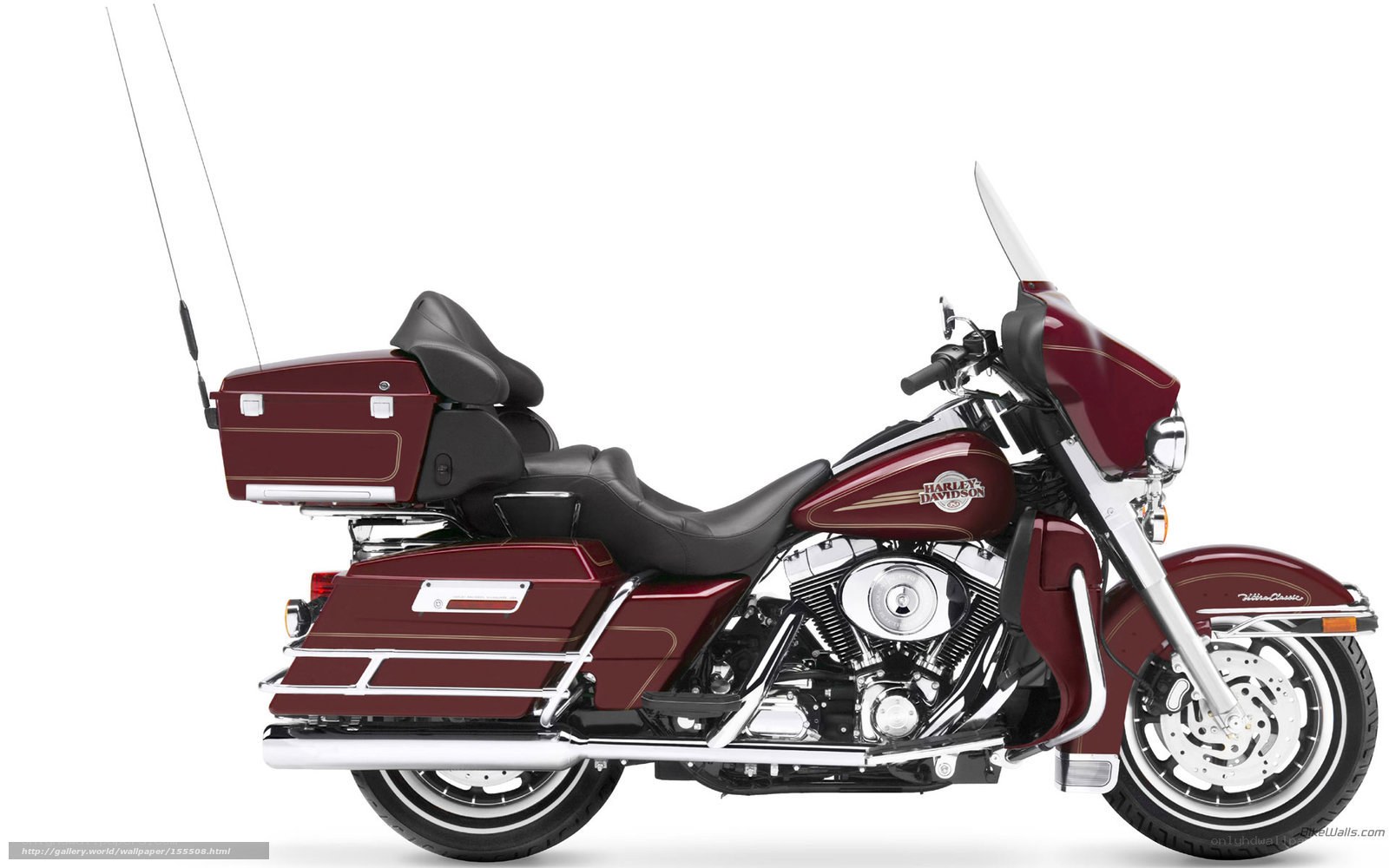 Maroon Harley-Davidson touring motorcycle