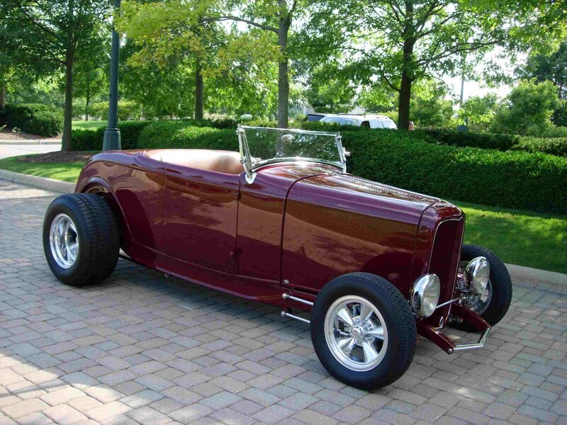 Maroon Hot Rod Car — Calm, Afternoon