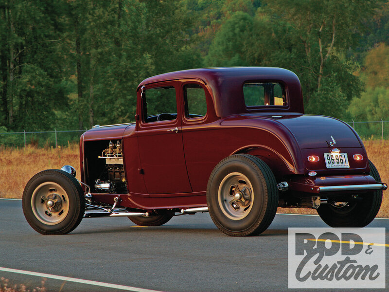 Maroon Hot Rod Car — Calm, Sunset