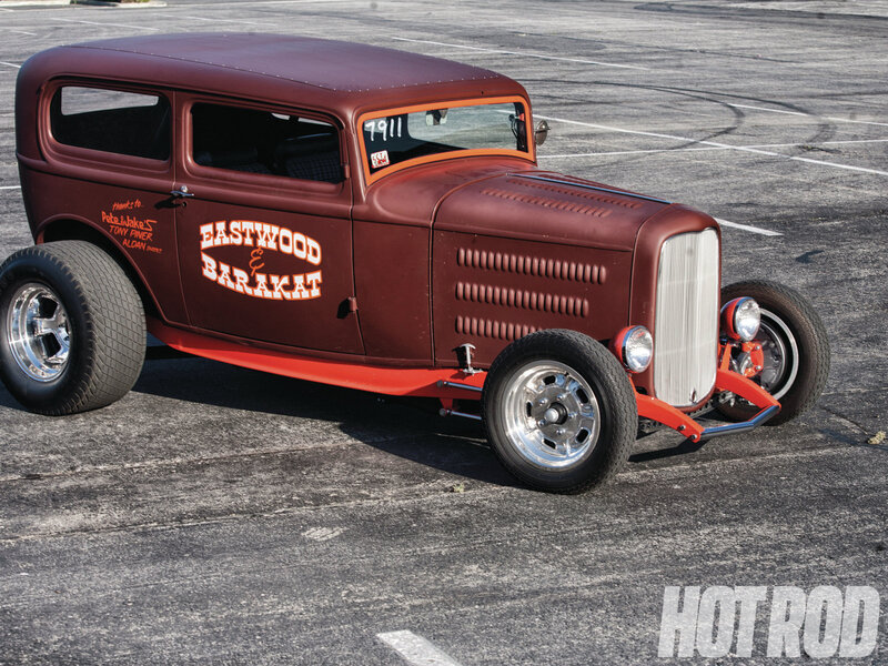 Maroon Hot Rod Car — Dramatic, Afternoon, Photograph