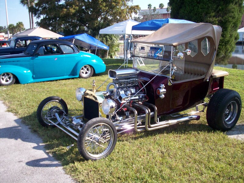 Maroon Hot Rod Car — Outdoor, Afternoon, Photograph