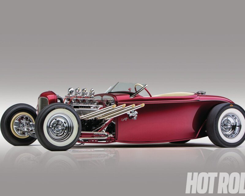 Maroon Hot Rod Car — Red, Dramatic, Photograph