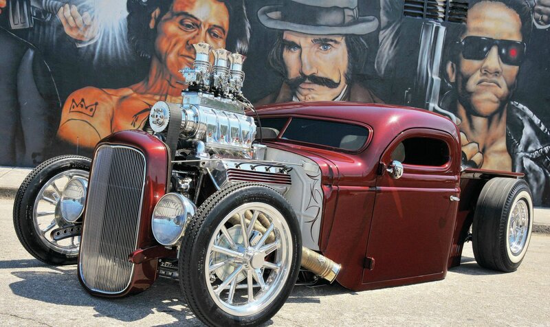 Maroon Hot Rod Car — Red, Dramatic