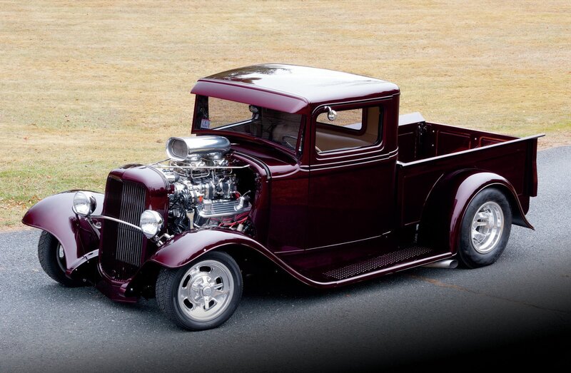 Maroon Hot Rod Truck — Dramatic