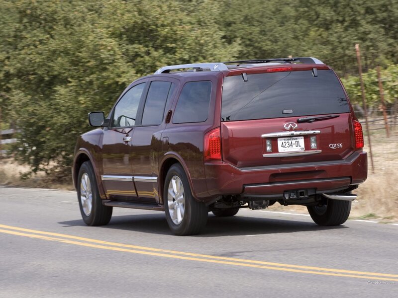 Maroon Infiniti QX56 on a road