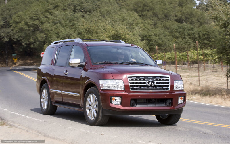 Maroon Infiniti QX56 on a road