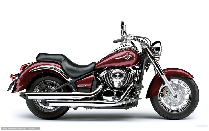 Maroon Kawasaki cruiser motorcycle