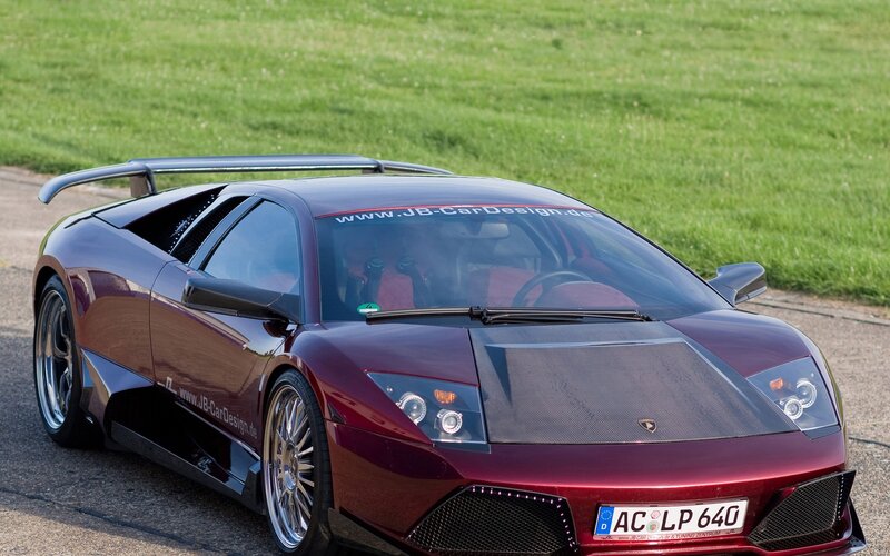 Maroon Lamborghini with custom body kit