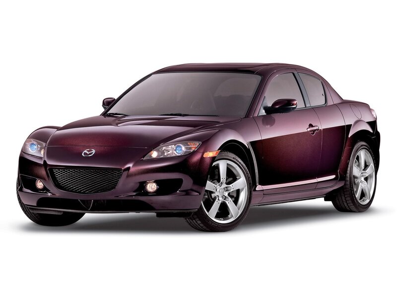 Maroon Mazda RX-8 sports car