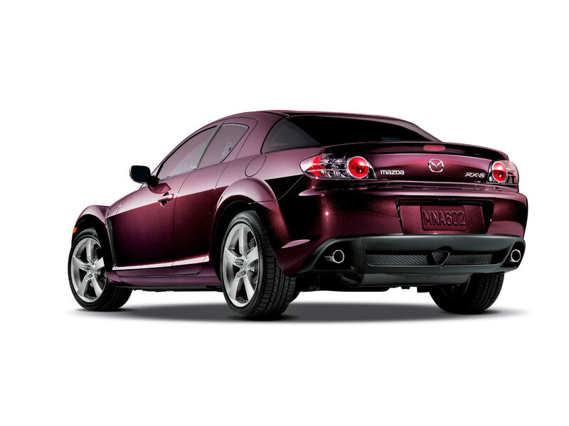 Maroon Mazda RX-8 sports car