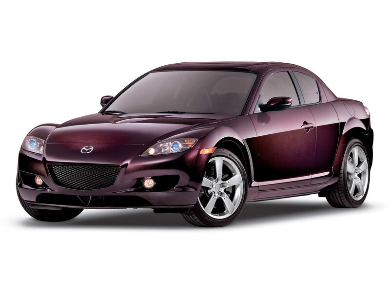 Maroon Mazda RX-8 sports car