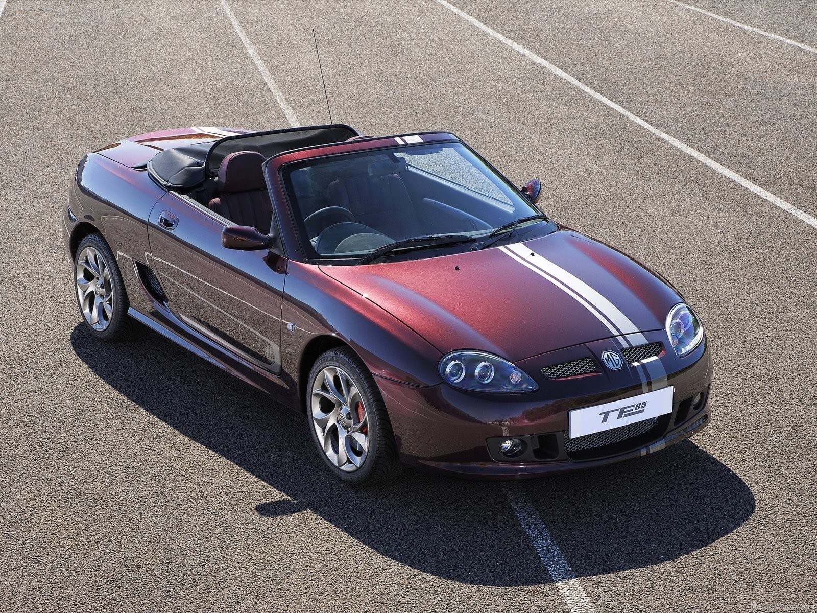 Maroon MG TF85 convertible