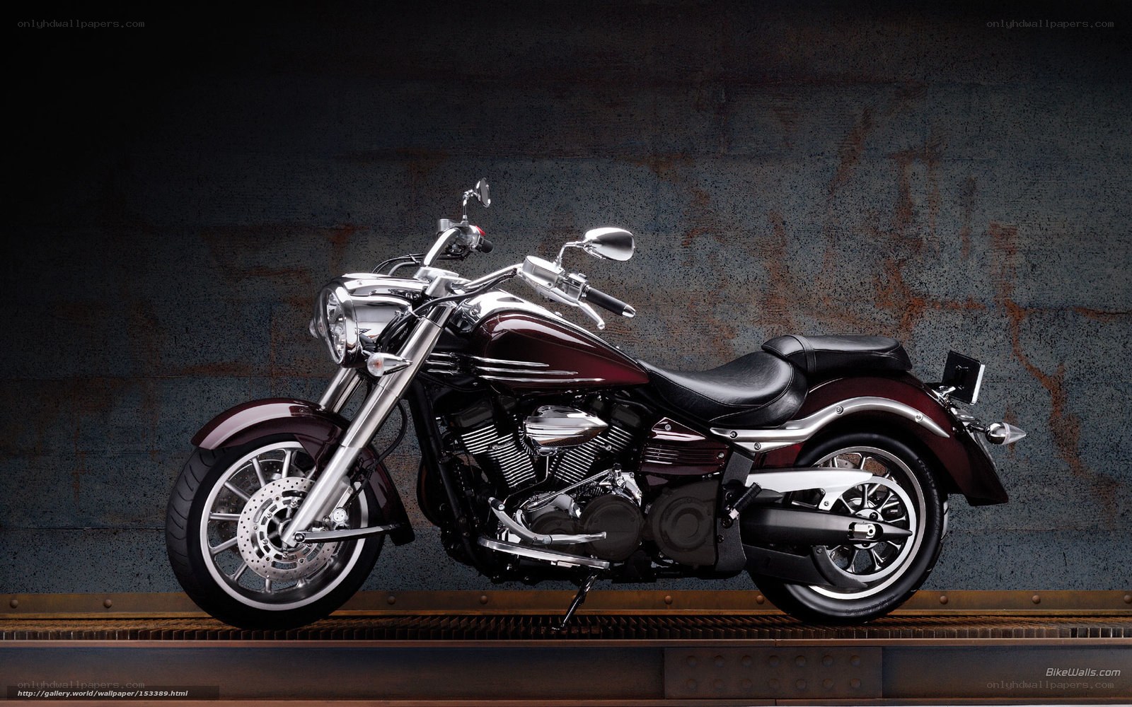 Maroon motorcycle on display