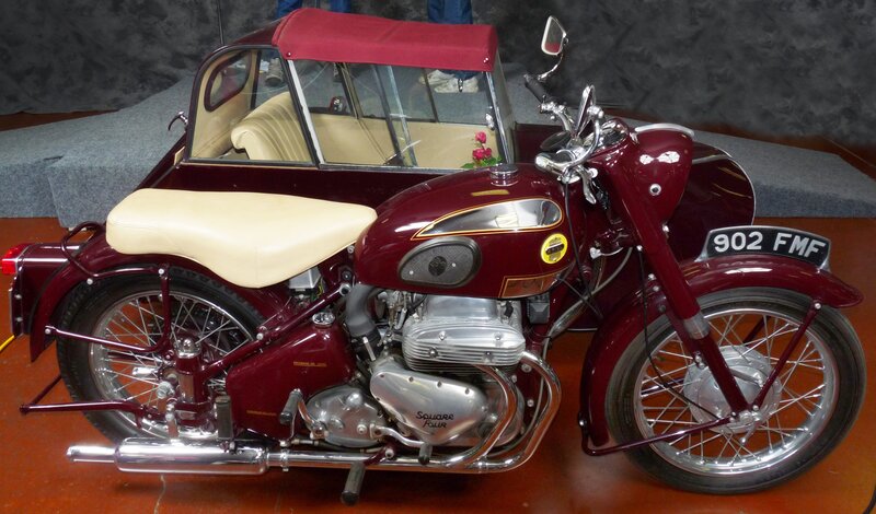 Maroon Motorcycle with Sidecar — Calm